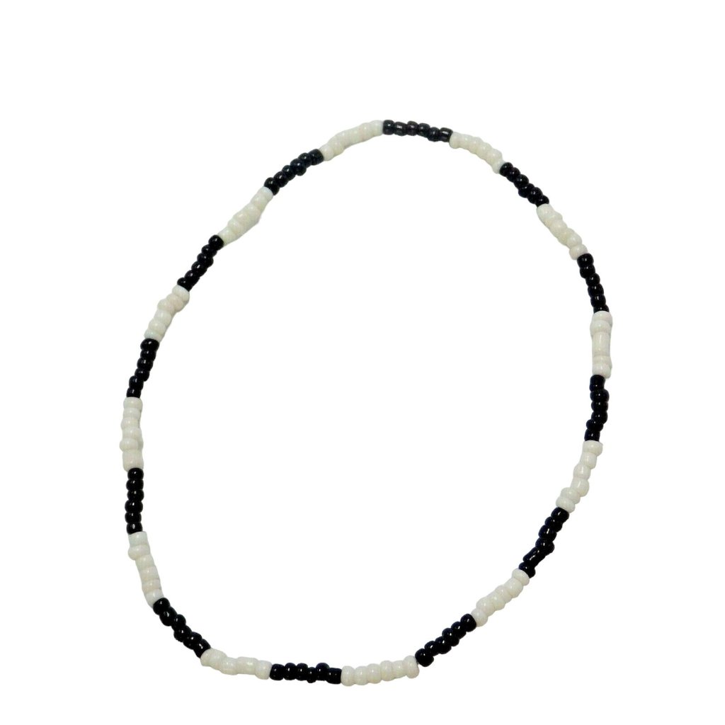 Anklet Bracelet White Black Beads 9 Inch 13$